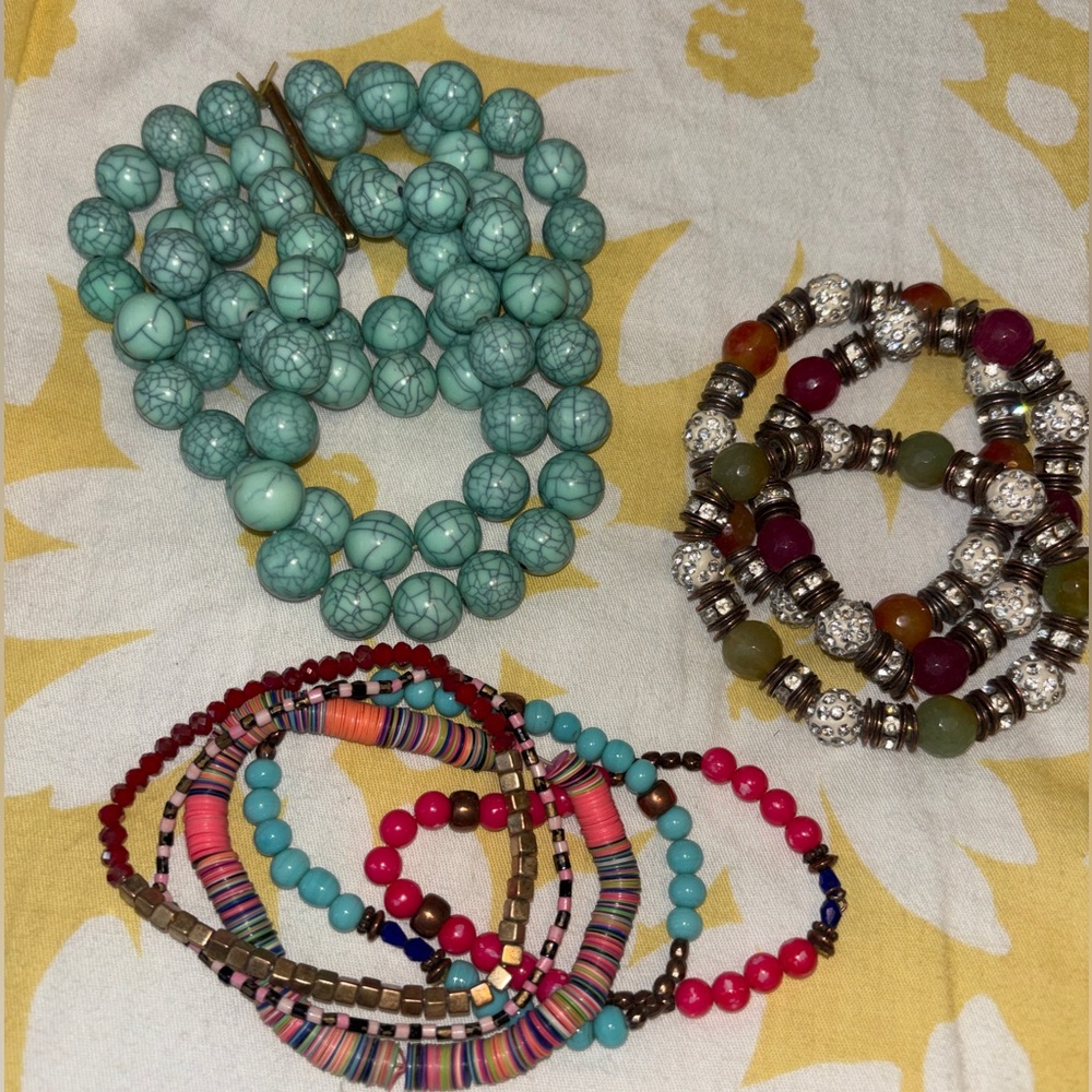 Turquoise and Multicolor Beaded Bracelet Set